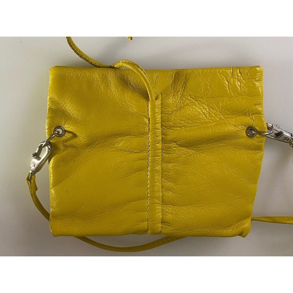 Arezzo Yellow Leather Small Crossbody Shoulder Bag Clutch Adj Long Strap 7.5x6" - Picture 5 of 16